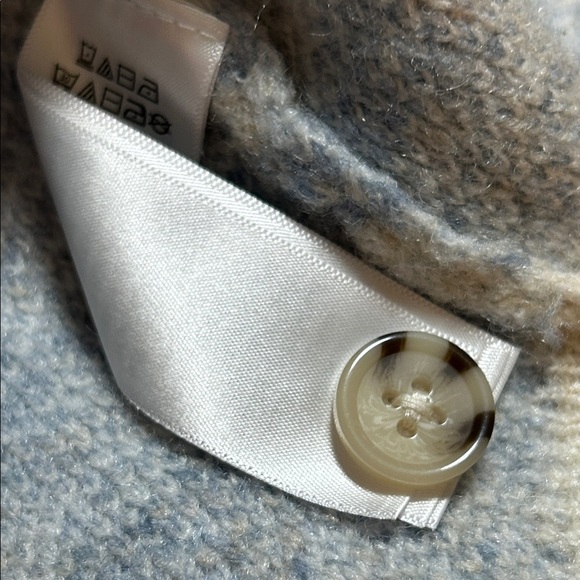 Jessica Simpson Cream Blue Plaid Fuzzy Button-Up Sweater Size S Wool Blend - Picture 5 of 5